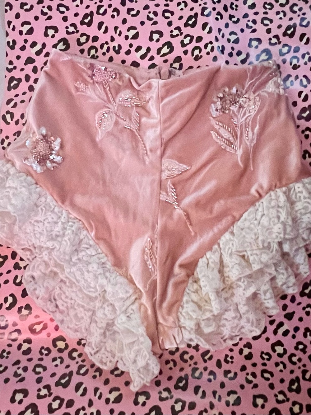 PrettyLittleThing Blush Pink Satin High-Waist Ruffle Lacee Briefs